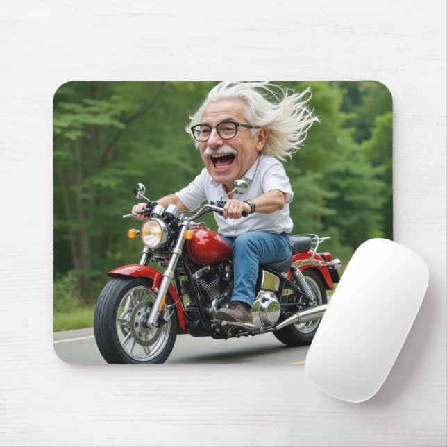 Happy Old Man Ride auf einem Motorrad Mousepad (Mit Mouse)
