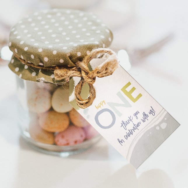 Happy One First Birthday boy Gift Tag Geschenkanhänger (Von Creator hochgeladen)