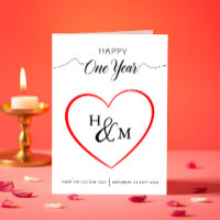 Happy One Year Elegante Monogram Heart Anniversary