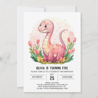 Happy Online Bohemisch Dinosaur Girl Geburtstag Einladung