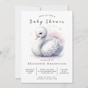 Happy Online Swan Baby Shower Einladung