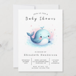 Happy Online Whale Baby Shower Einladung