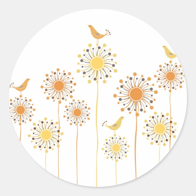 Happy Orange BIrds Custom Round Sticker (Vorderseite)