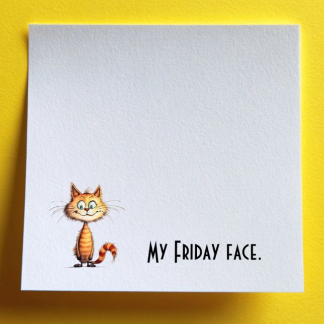 Happy Orange Cartoon Cat My Friday Face Post-it Klebezettel (Von Creator hochgeladen)