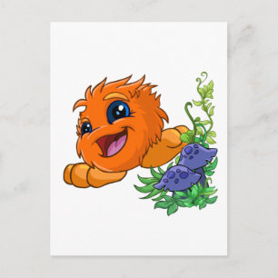 Happy orange JubJub in Neopia Central Postkarte
