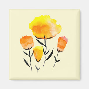 Happy orange und gelbe Blumen Magnet