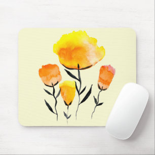 Happy orange und gelbe Blumen Mousepad