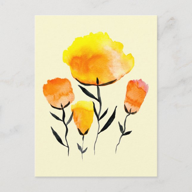 Happy orange und gelbe Blumen Postkarte (Vorderseite)