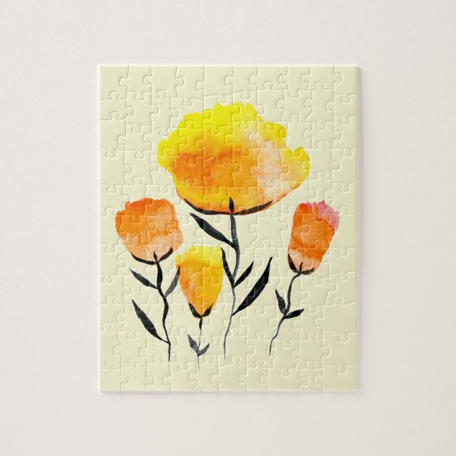Happy orange und gelbe Blumen Puzzle (Vertikal)