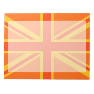 Happy Orange Union Jack British Flag Swag Notizblock