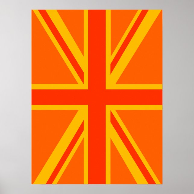 Happy Orange Union Jack British Flag Swag Poster (Vorne)