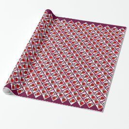 Happy Ornament w Red Stripe Wrapping Paper Geschenkpapier