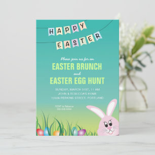 Happy Oster, Bunny & Eggs Osterbrunch Einladung