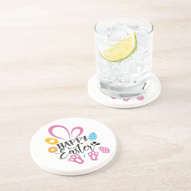 Happy Oster Niedlich Bunny mit Ostereiern Getränkeuntersetzer (Seite)