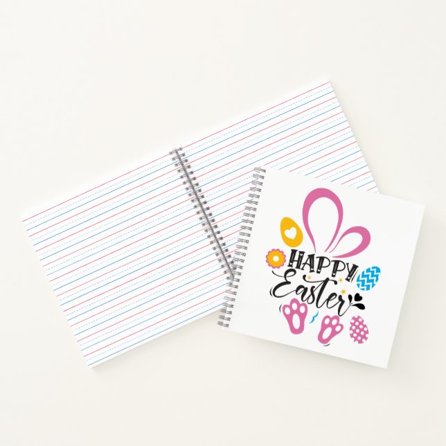 Happy Oster Niedlich Bunny mit Ostereiern Notizbuch (Innenseite)
