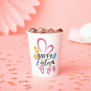 Happy Oster Niedlich Bunny mit Ostereiern Pappbecher