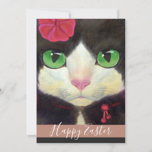 Happy Oster Tuxedo Katze Illustration Holida Feiertagskarte