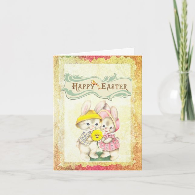 Happy Osterantik Foto von Osterkarte Karte (Vorderseite)