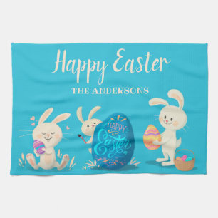 Happy Osterbäume und Personalisierte Ostereier Geschirrtuch