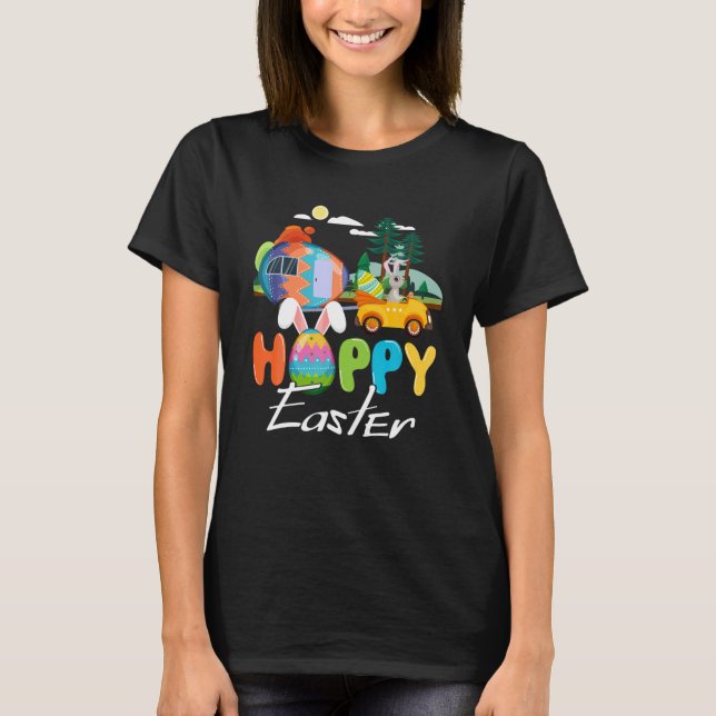 Happy Osterday Camper Camping mit sonnigen Geschen T-Shirt (Vorderseite)