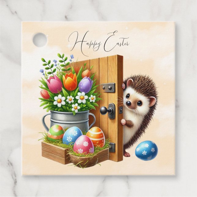 Happy Ostereier Igel Ostereier Tulips Geschenkanhänger (Vorderseite)
