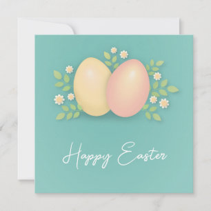 Happy Ostereier und Blume weich blau