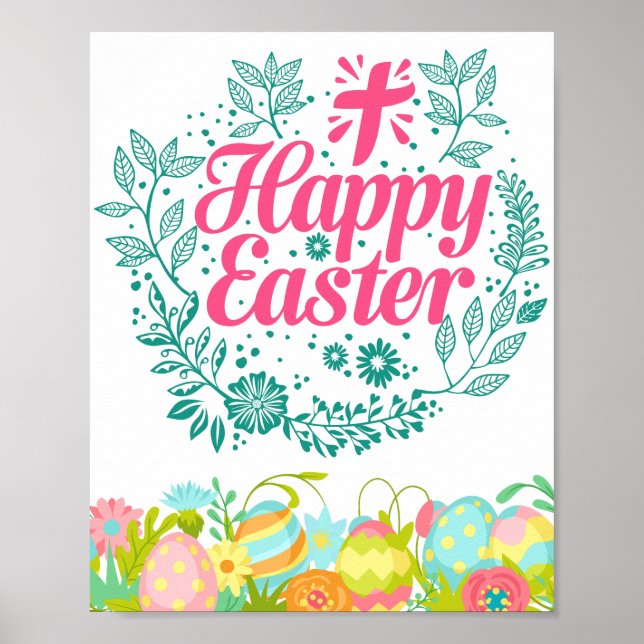 Happy Ostereier wünscht schöne Blume Poster (Vorne)