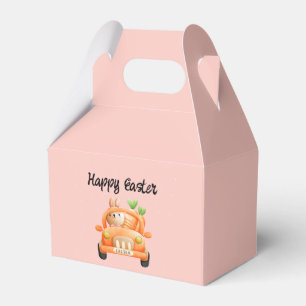 Happy Osterfahrer auf rosa Geschenkschachtel