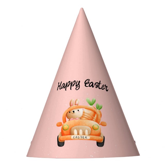 Happy Osterfahrer auf rosa Partyhütchen (Vorderseite)