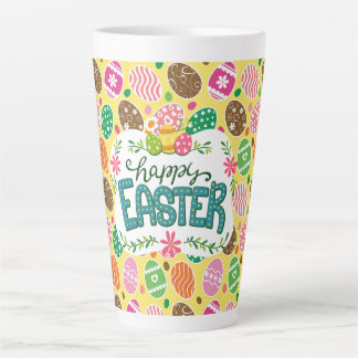 Happy Osterfarbene Ostereier Muster gelb Milchtasse