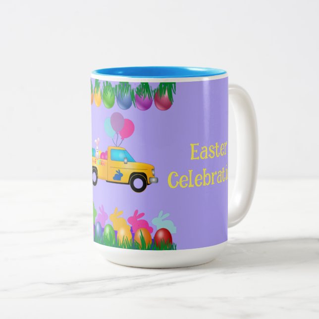 Happy Osterfeier Zwei Tone Kaffee Tasse (VorderseiteRechts)