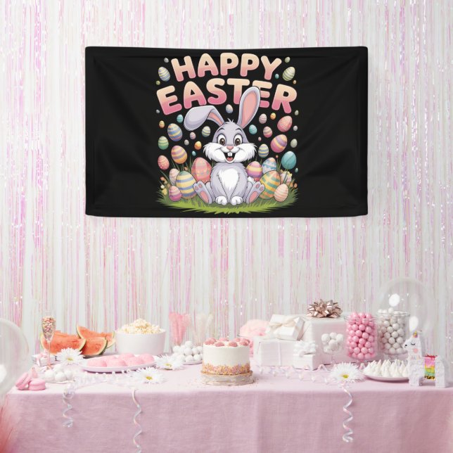 Happy Osterfest 2025 Eier Bunny Niedlich Rabbit Banner (Party)