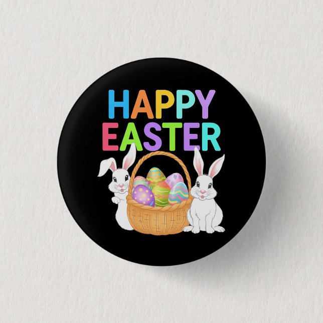 Happy Osterfest 2025 Eier Bunny Niedlich Rabbit Button (Vorderseite)
