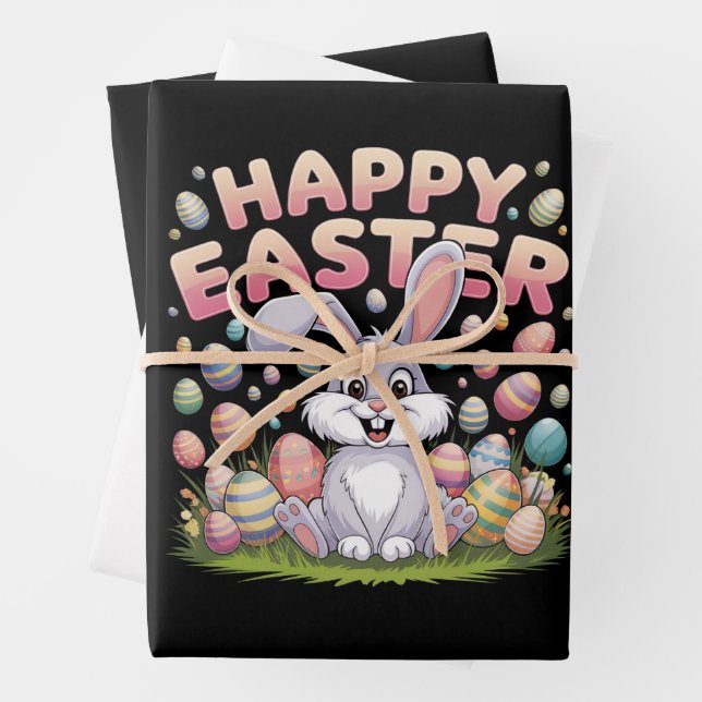 Happy Osterfest 2025 Eier Bunny Niedlich Rabbit Geschenkpapier Set (Beispiel)