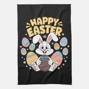 Happy Osterfest 2025 Eier Bunny Niedlich Rabbit Geschirrtuch