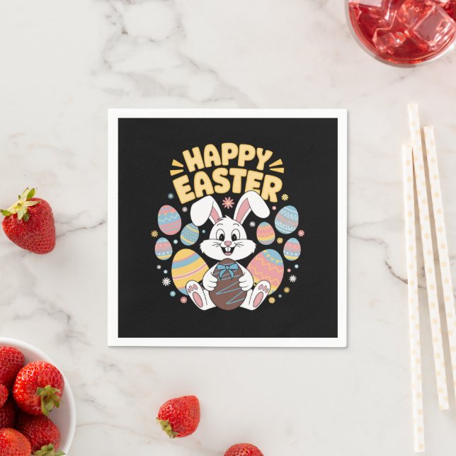 Happy Osterfest 2025 Eier Bunny Niedlich Rabbit Serviette (Beispiel)