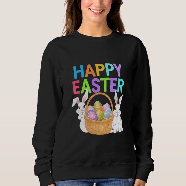 Happy Osterfest 2025 Eier Bunny Niedlich Rabbit Sweatshirt (Vorderseite)