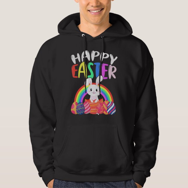 Happy Osterfest Bunny Colorful Eggs Kinder Hoodie (Vorderseite)