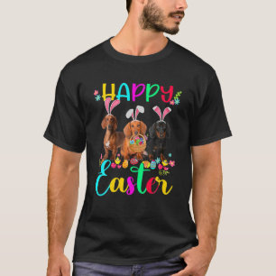 Happy Osterfest Drei Dackeln Tragen Bunny Ear Gif T-Shirt