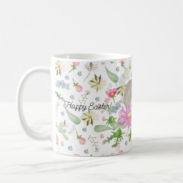 Happy Osterfest niedliche Hasen und Blume Kaffeetasse (Links)