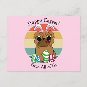 Happy Osterfest Niedlicher Mops mit sonnigen Ohren Postkarte