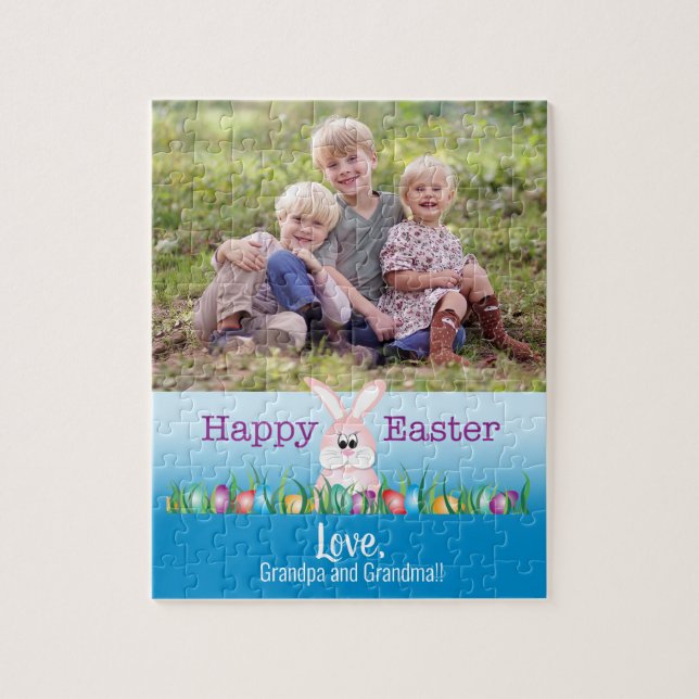 Happy Osterfest Personalisiertes Foto Puzzle (Vertikal)
