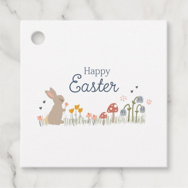 Happy Osterfest Sonnige Wildblumen Niedlich Urlaub Geschenkanhänger (Vorderseite)