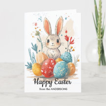 Happy Osterfest und niedlich Bunny Eier und Blume