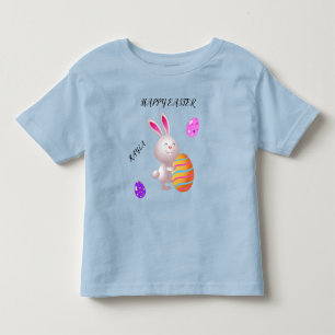 Happy Osterkaninchen & gestreiftes Ei Kleinkind T T-shirt