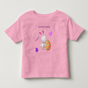 Happy Osterkaninchen & gestreiftes Ei Kleinkind T T-shirt