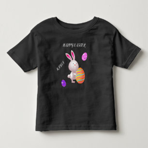 Happy Osterkaninchen & gestreiftes Ei Kleinkind T  T-shirt