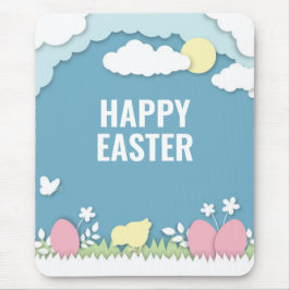 Happy Osterküken und Ei in der Natur Mousepad