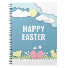 Happy Osterküken und Ei in der Natur Notizblock