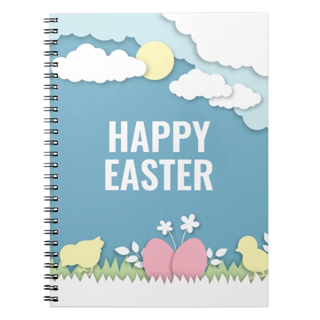 Happy Osterküken und Ei in der Natur Notizblock (Vorderseite)